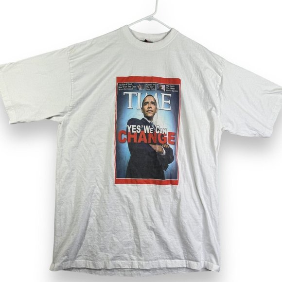 Vintage Barack Obama Graphic T- Shirt Size 4XL Mens Time Magazine "For a Change" - Picture 1 of 8